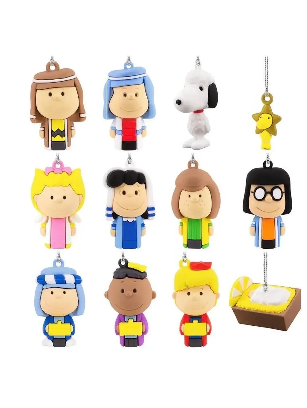 Peanuts Nativity Hallmark Countdown Calendar Tree Display w/ 12 Mini Ornaments